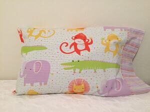 AT THE ZOO Toddler/Travel Size Pillowcase 100% Vintage Cotton Handmade